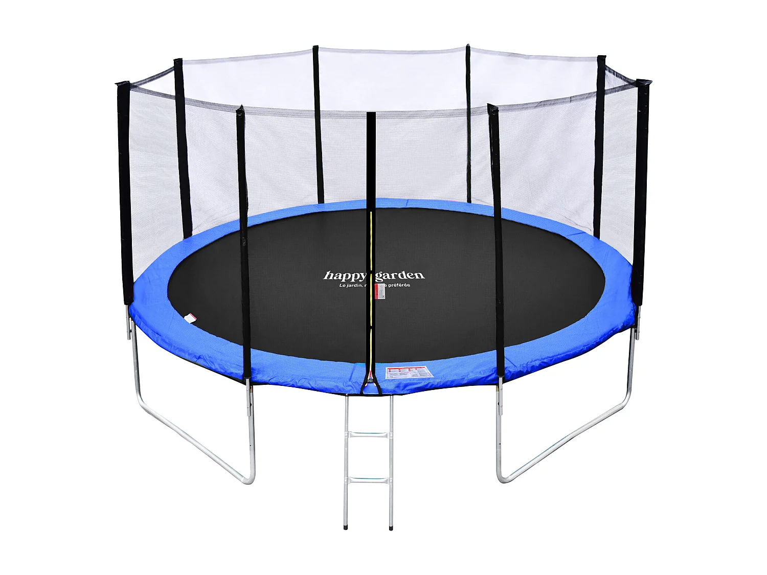Trampoline 430cm réversible bleu / vert MELBOURNE + filet, échelle, bâche et kit d'ancrage - HAPPY GARDEN