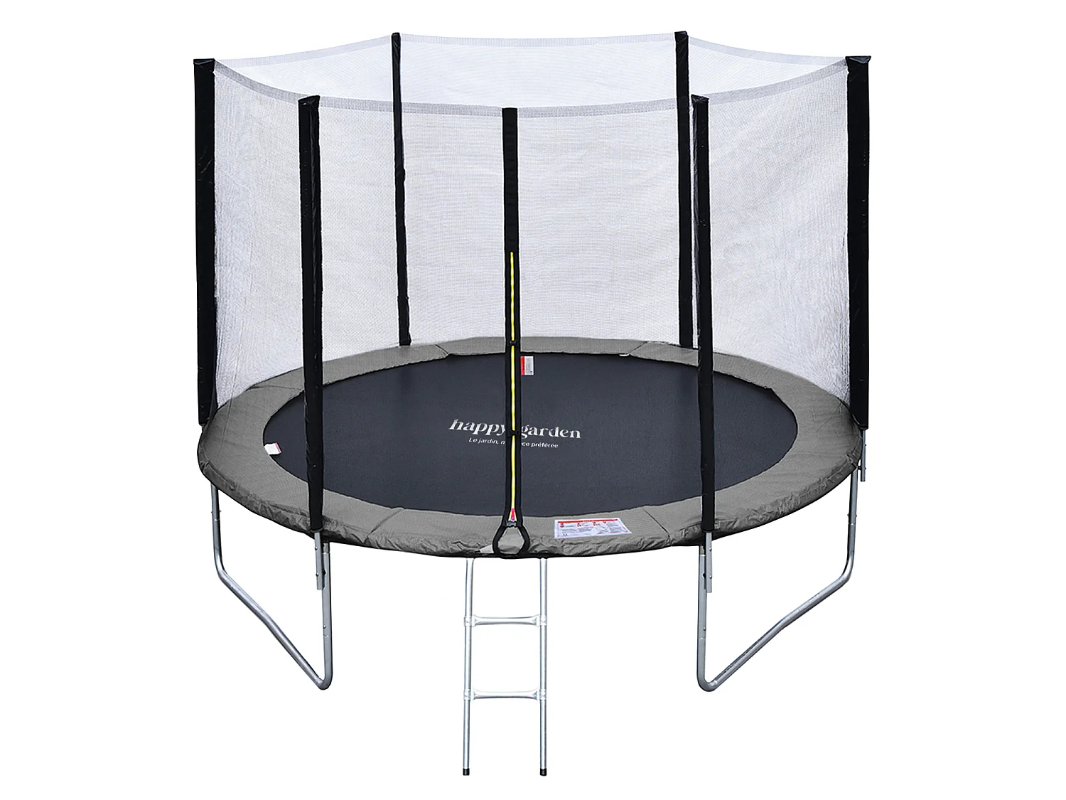 Trampoline 305cm réversible gris / rose ADELAÏDE + filet, échelle, bâche et kit d'ancrage - HAPPY GARDEN