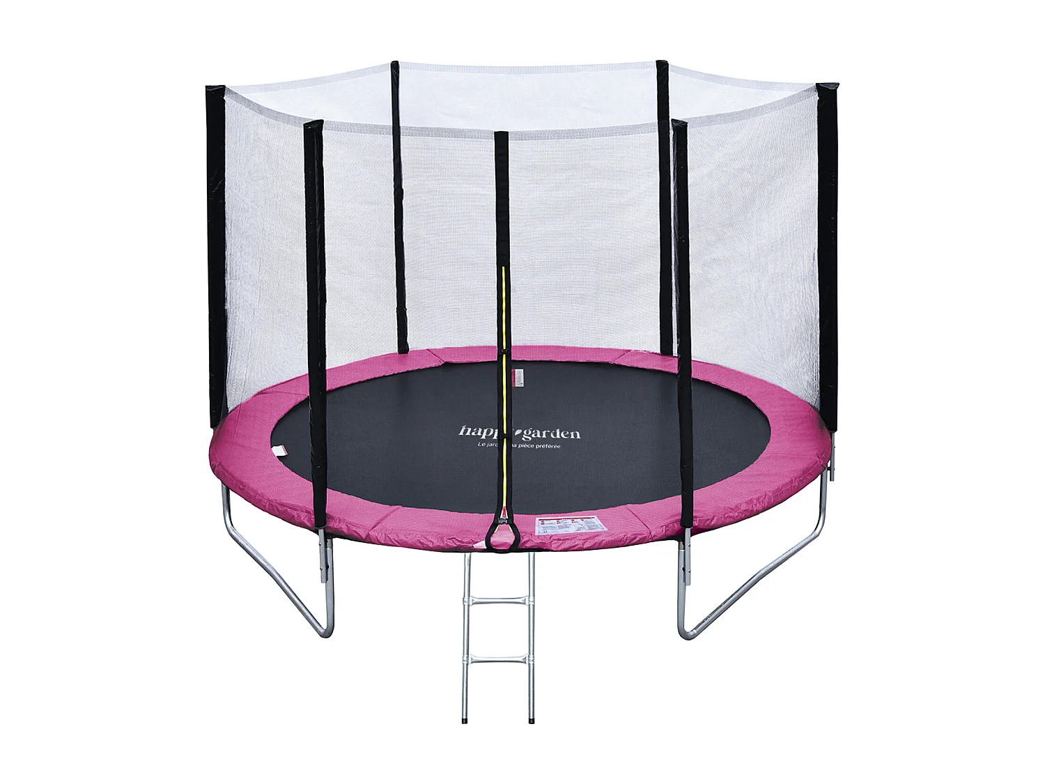 Trampoline 245cm réversible rose / gris CANBERRA + filet, échelle, bâche et kit d'ancr - HAPPY GARDEN