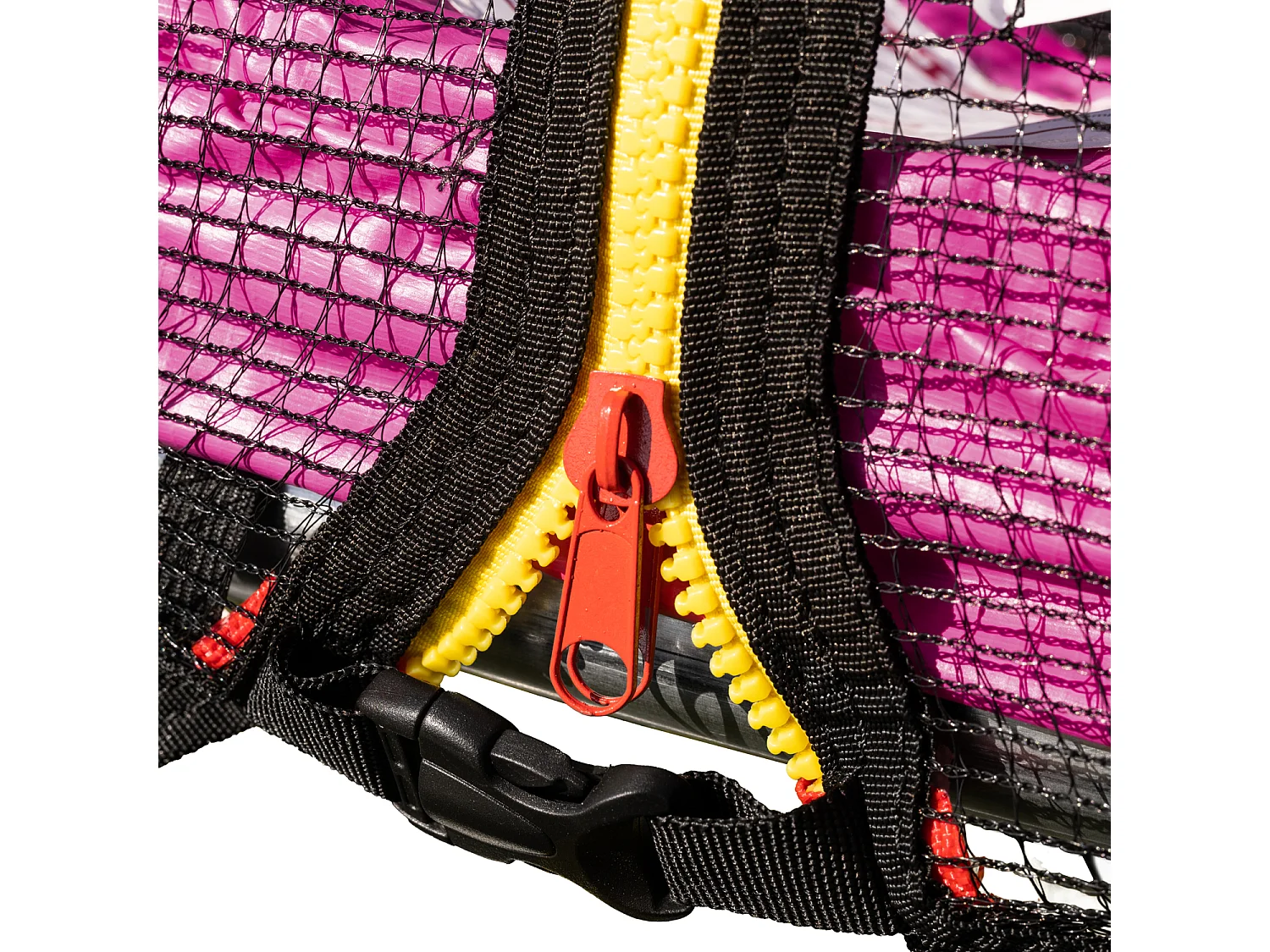 Premium Pack Trampolin 245cm wendbar rosa / grau CANBERRA + Netz, Leiter, Plane und Ankerset