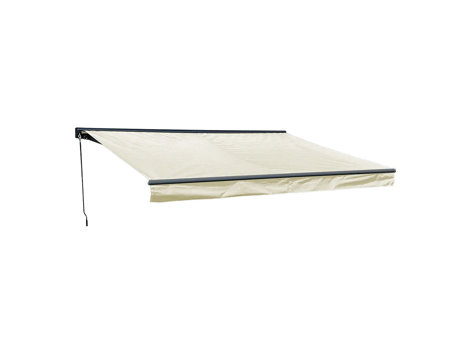 SAULE luifel 3.95 × 3m met half luifel - Beige doek en grijze structuur