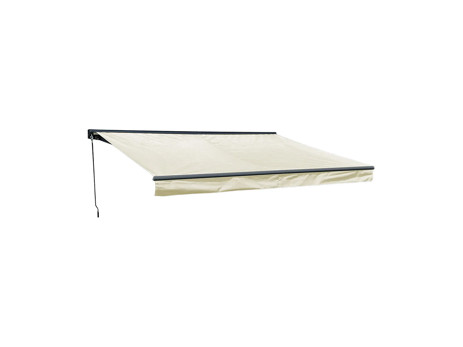 Store banne SAULE 3,95 × 3m avec semi-coffre - Toile beige et structure grise - HAPPY GARDEN