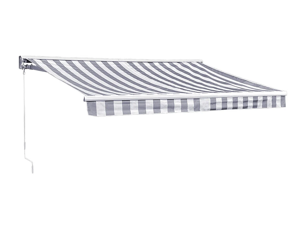 SAULE luifel 2,95 × 2,5m met half luifel - Wit/grijs gestreept doek en witte structuur