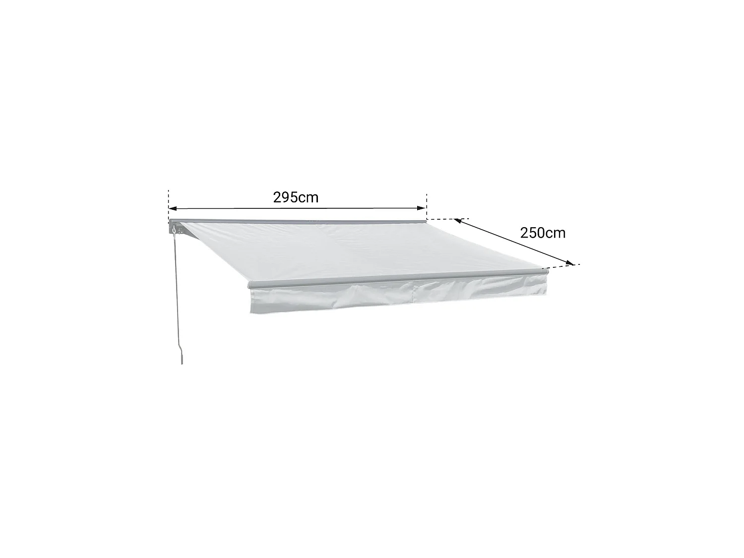 Store banne SAULE 2,95 × 2,5m avec semi-coffre - Toile rayée blanche/grise et structure blanche - HAPPY GARDEN