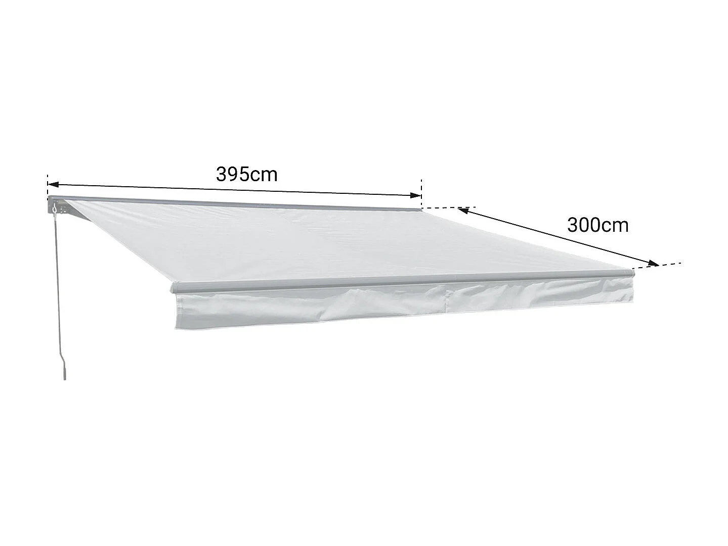 Store banne SAULE 3,95 × 3m avec semi-coffre - Toile grise et structure grise - HAPPY GARDEN