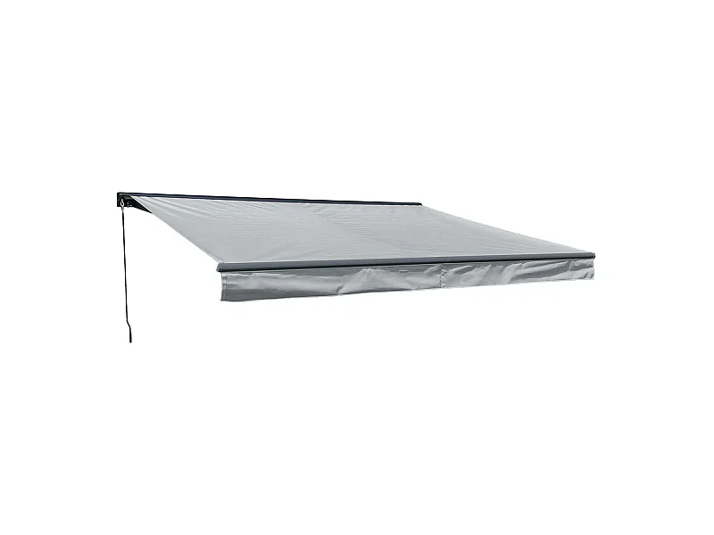 SAULE luifel 3.95 × 3m met half luifel - Grijs doek en grijze structuur