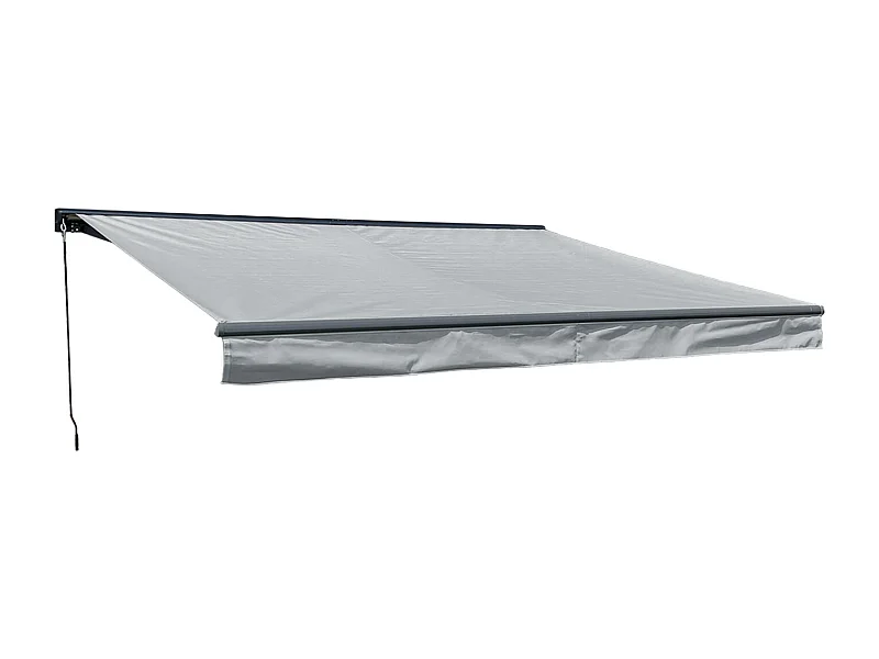 SAULE luifel 3.95 × 3m met half luifel - Grijs doek en grijze structuur