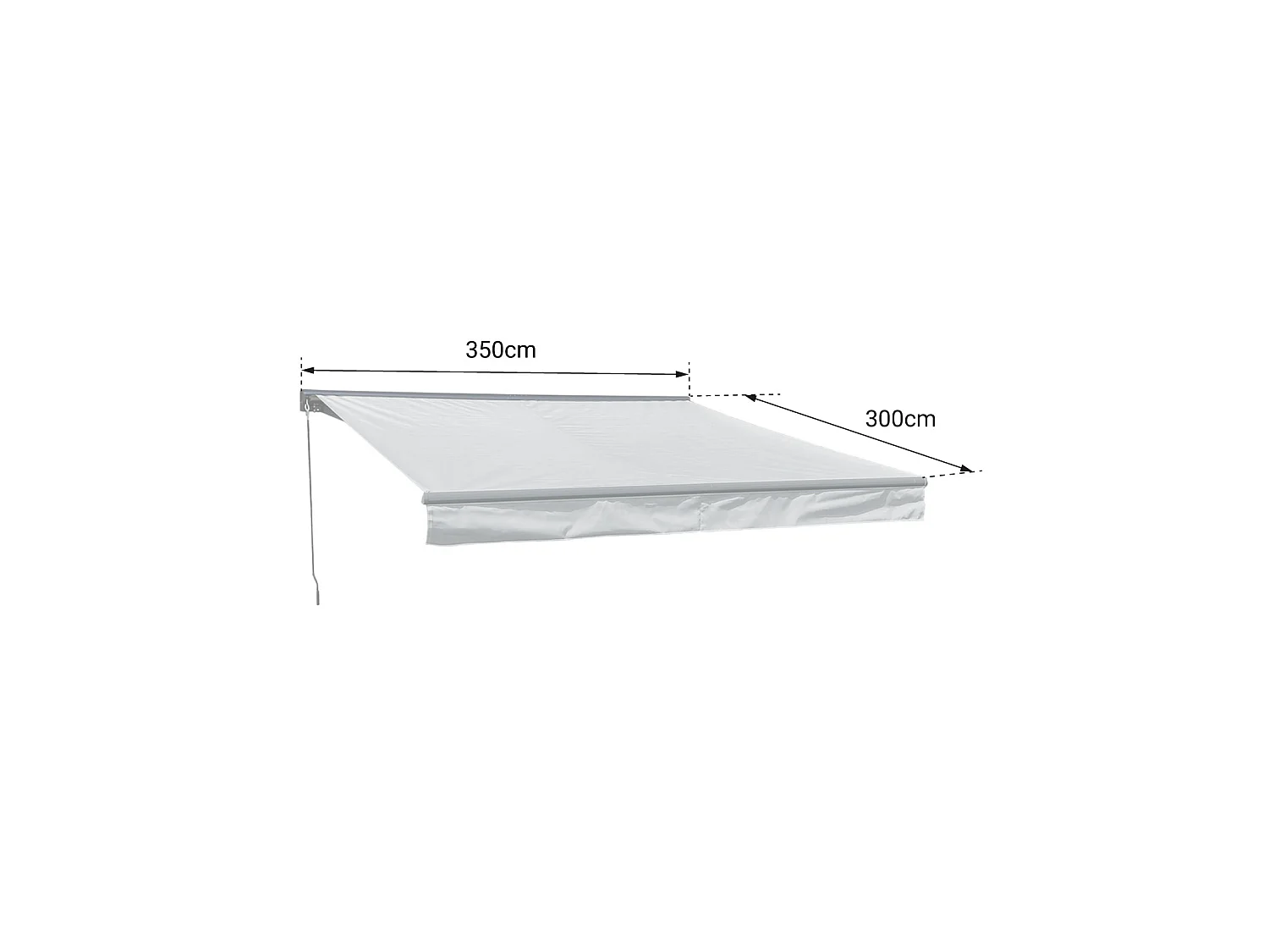 SAULE luifel 3,5 × 3m met half luifel - Wit/grijs gestreept doek en witte structuur