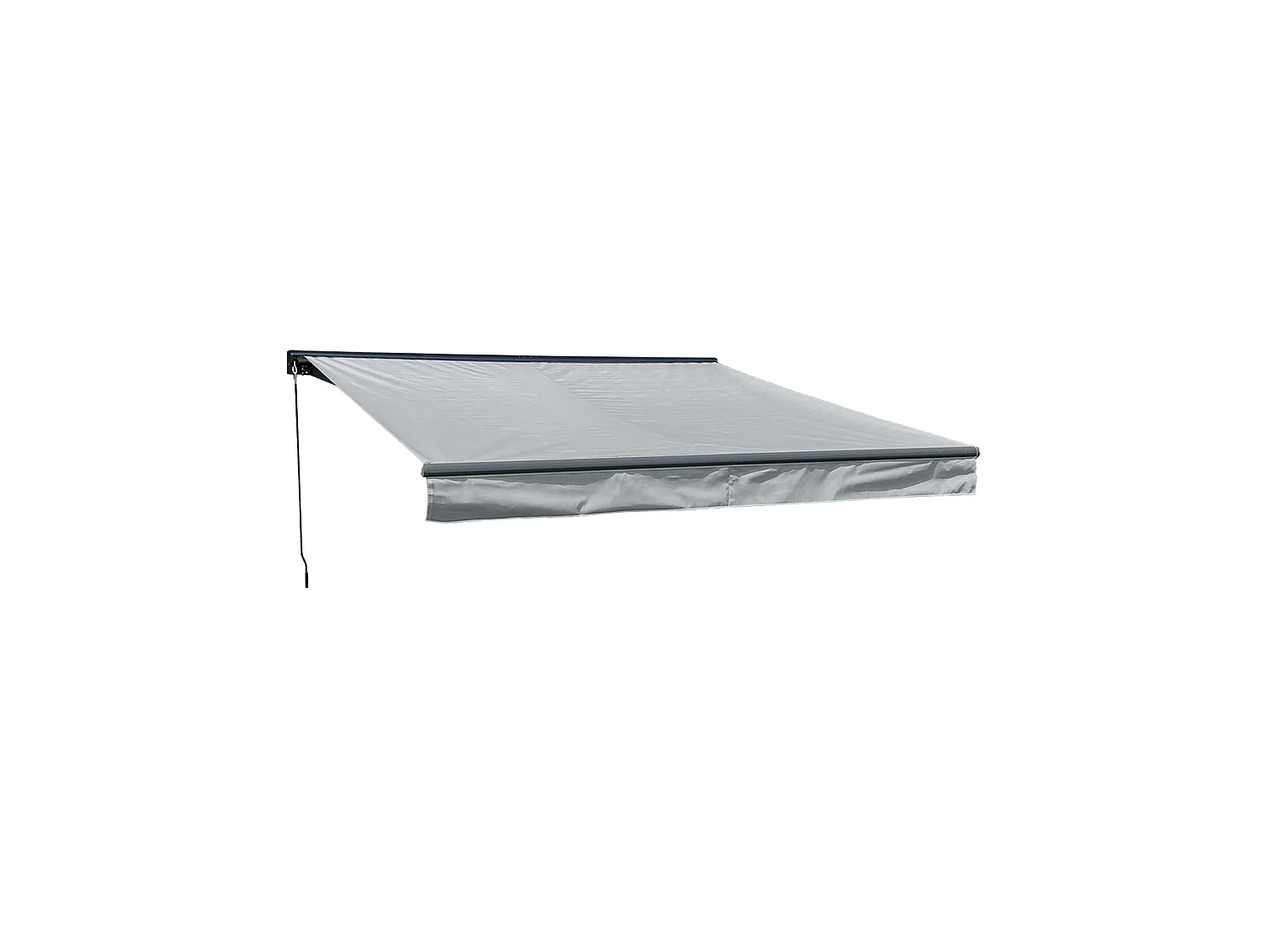 Store banne SAULE 3,5 × 3m avec semi-coffre - Toile grise et structure grise - HAPPY GARDEN