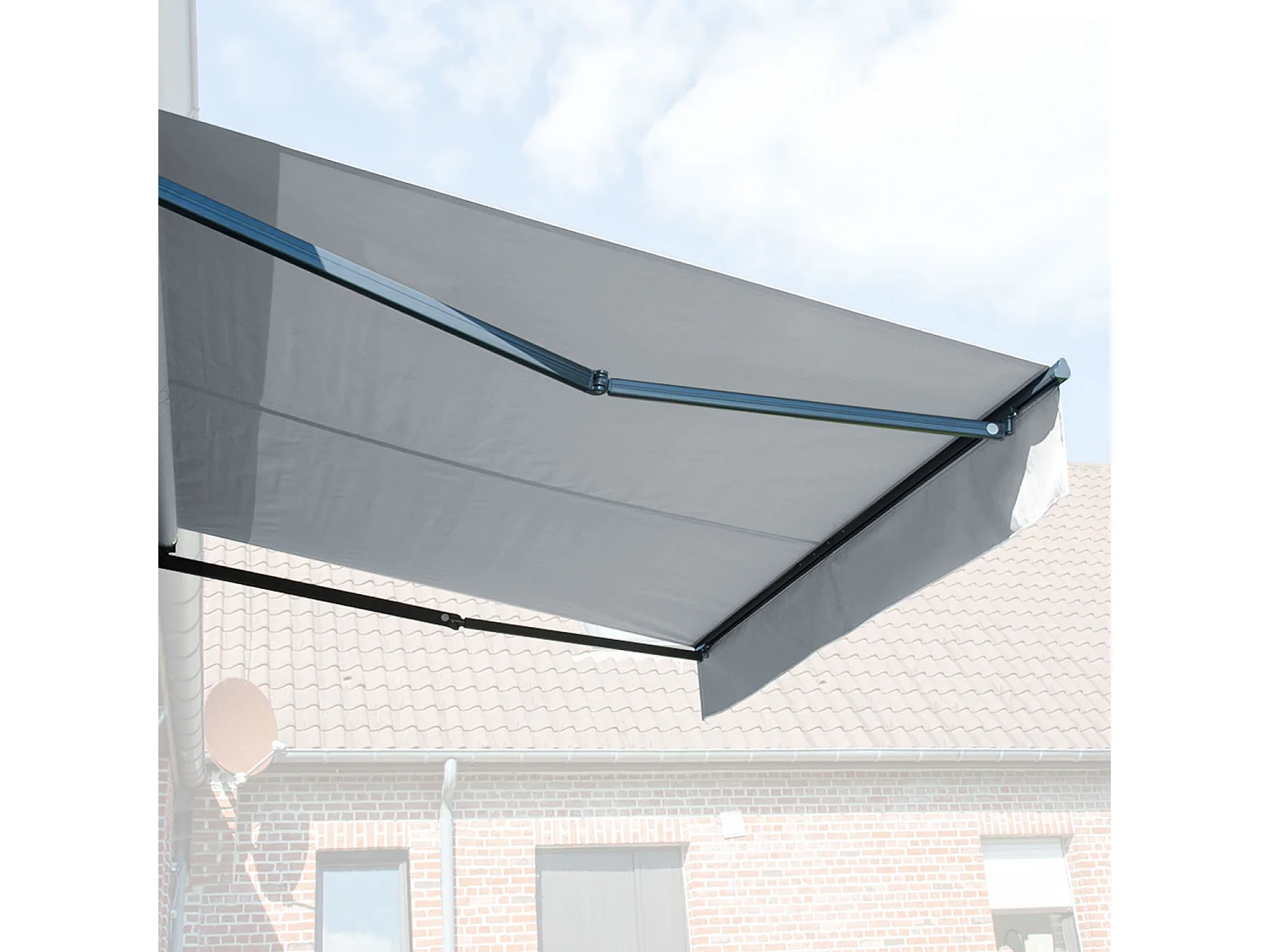 SAULE luifel 3,5 × 3m met half luifel - Grijs doek en grijze structuur