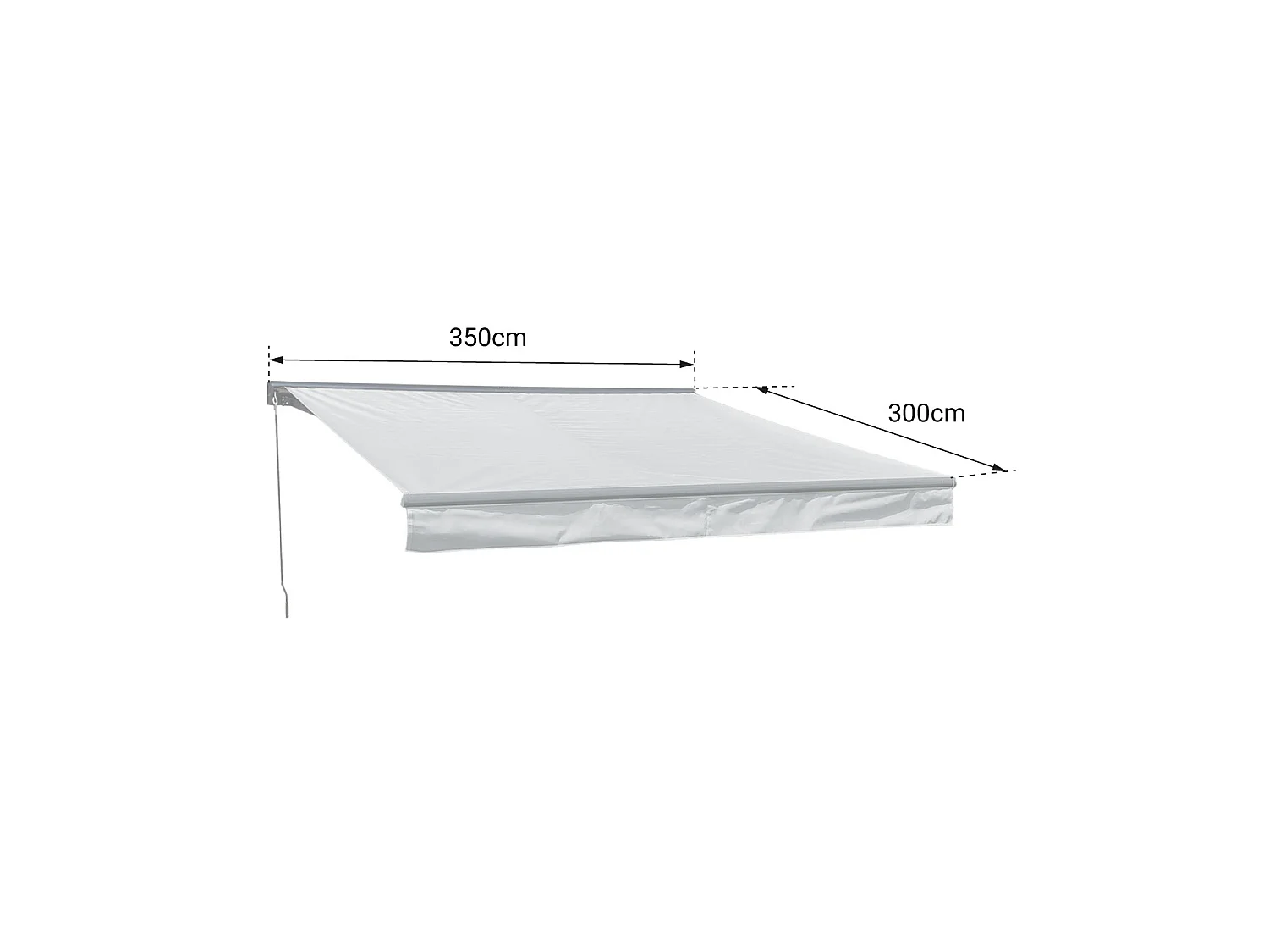 Store banne SAULE 3,5 × 3m avec semi-coffre - Toile grise et structure grise - HAPPY GARDEN