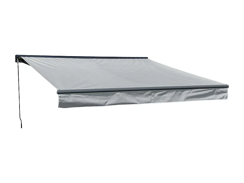 SAULE luifel 3,5 × 3m met half luifel - Grijs doek en grijze structuur