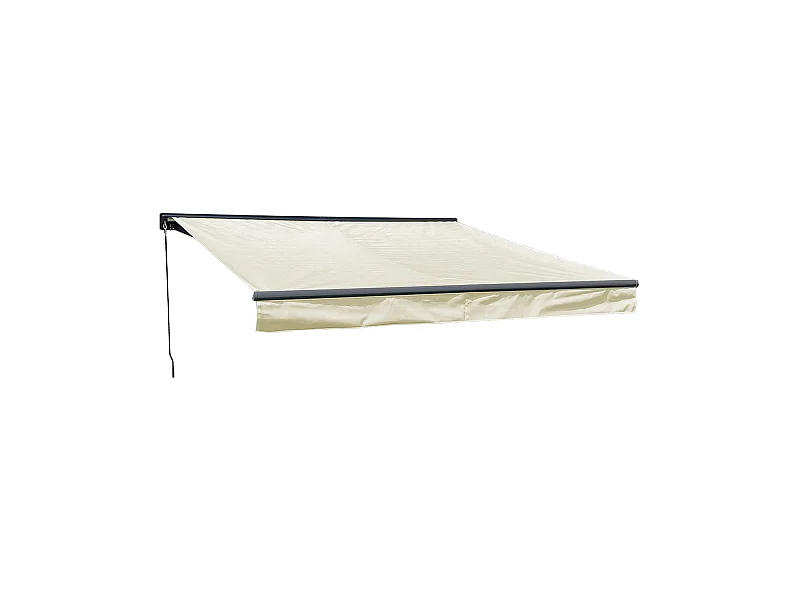 SAULE luifel 3,5 × 3m met half luifel - Beige doek en grijze structuur