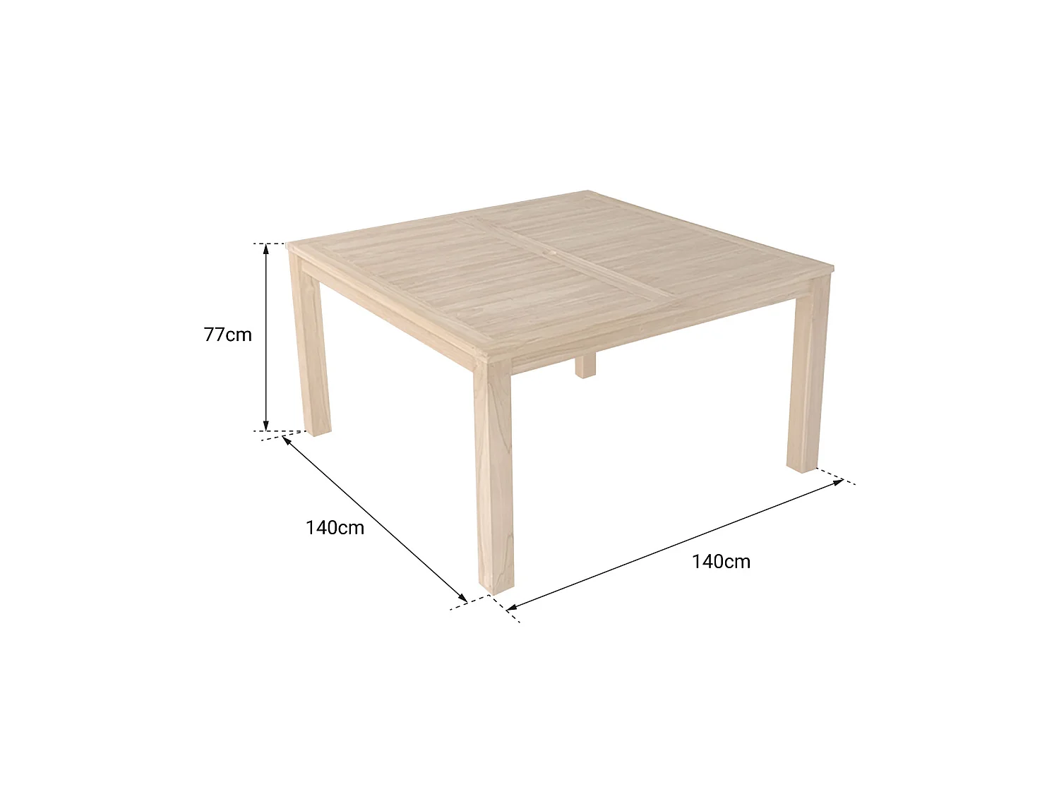 Quadratischer Tisch 140cm aus Teakholz JAVA