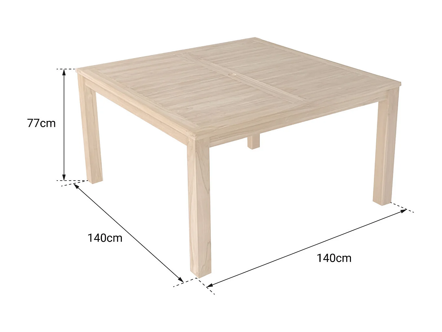 Table carrée 140cm en teck JAVA - HAPPY GARDEN
