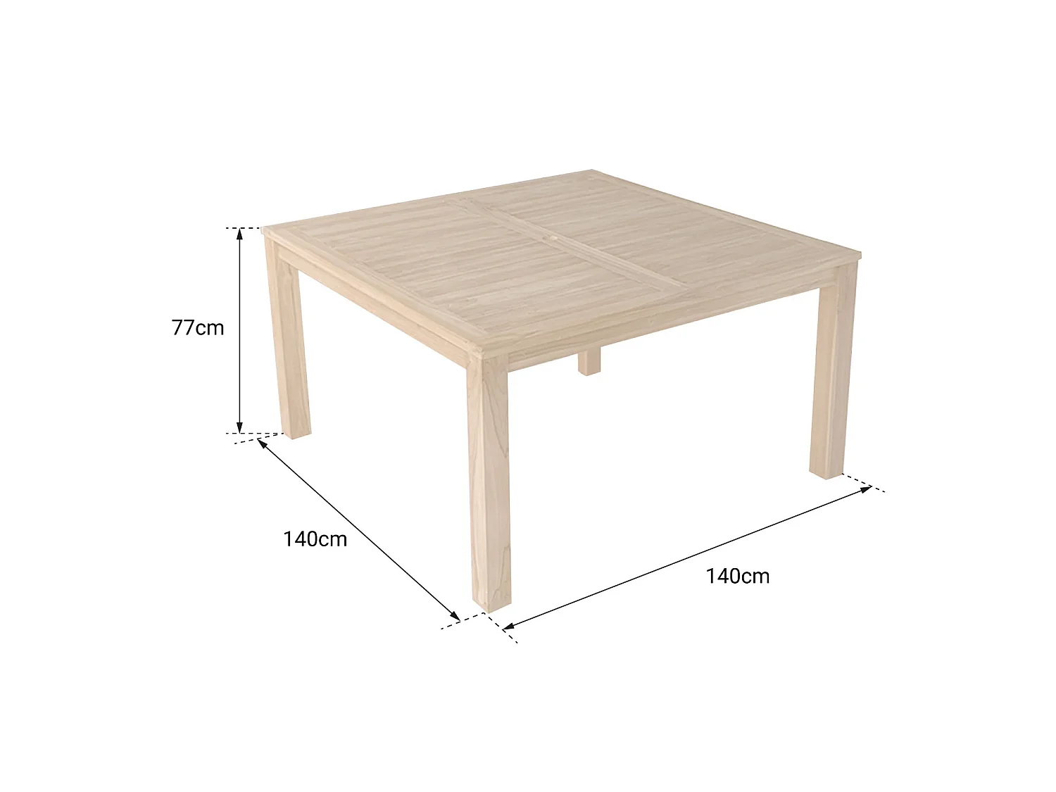 Vierkante tafel 140cm in teak JAVA