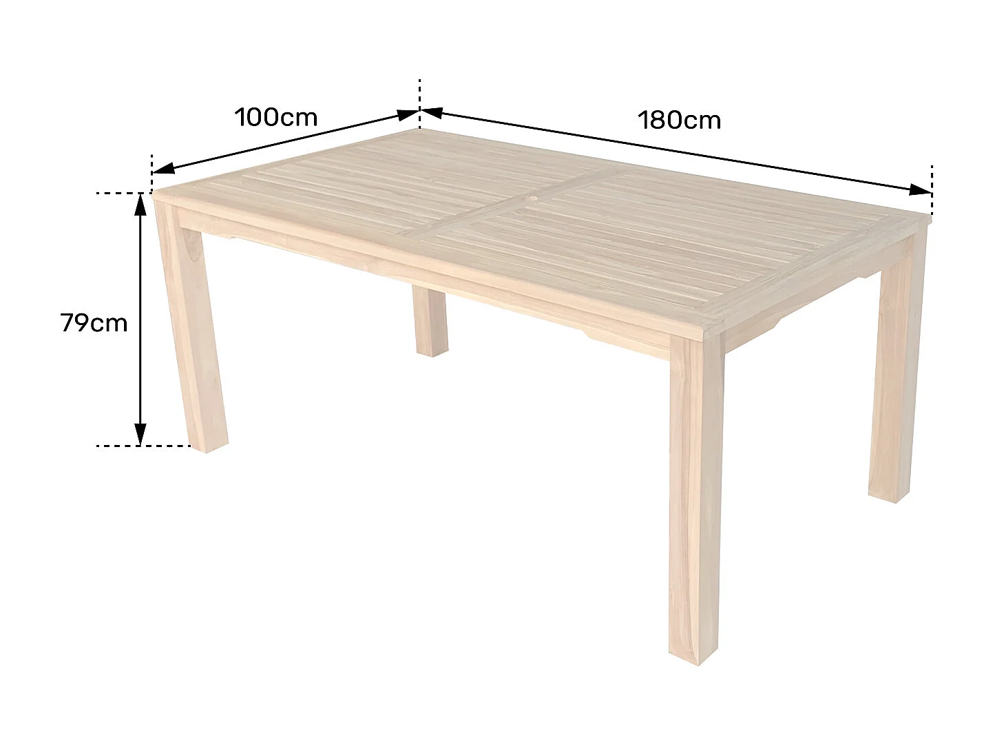 180cm teak tafel JAVA