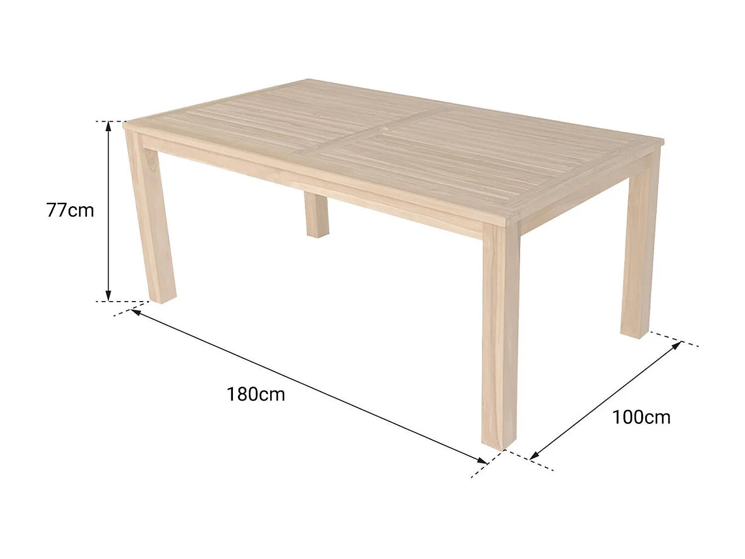 Table rectangulaire 180cm en teck JAVA - HAPPY GARDEN