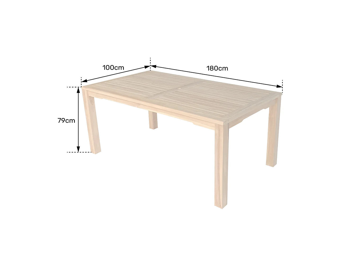 180cm teak tafel JAVA