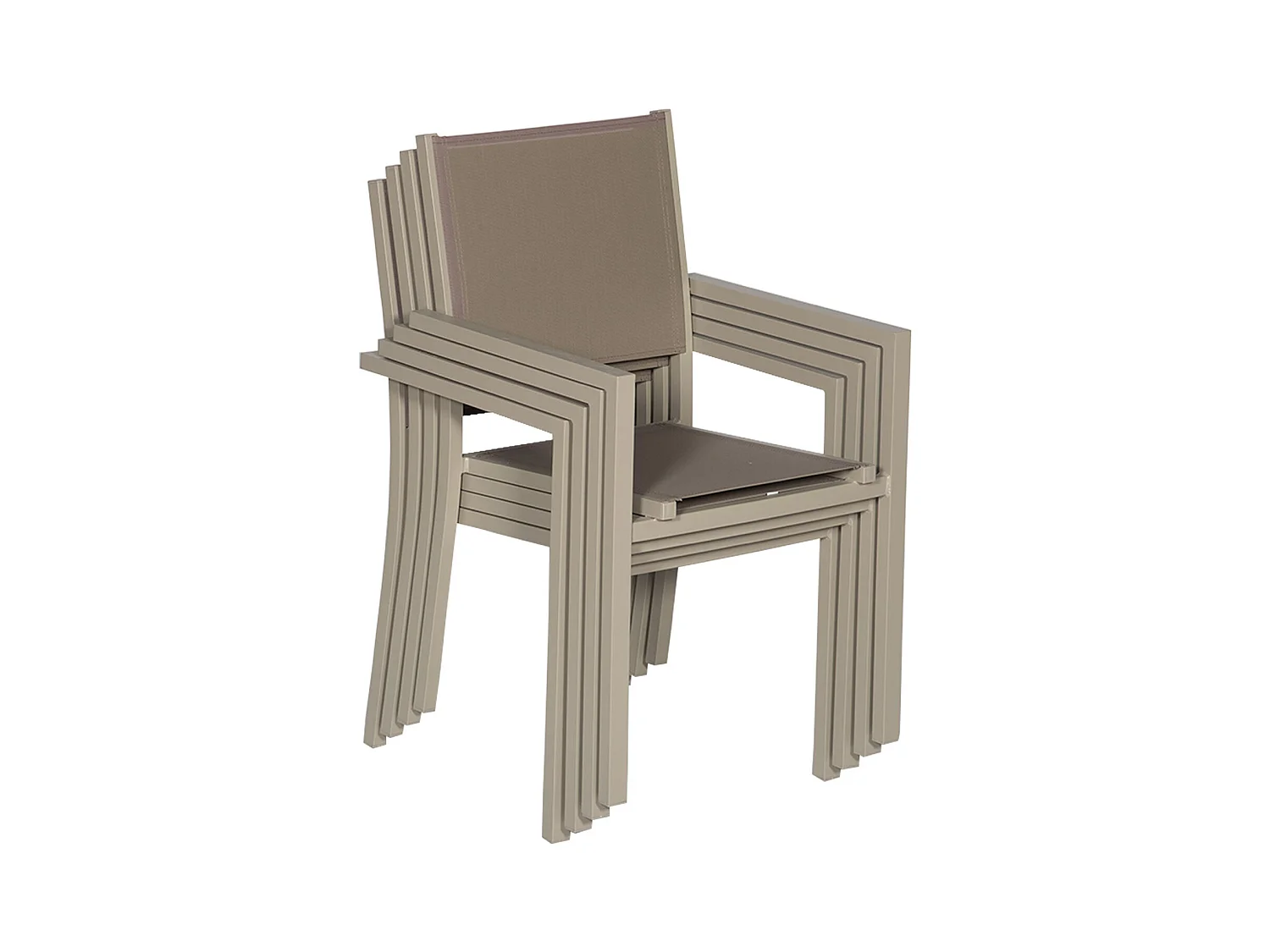 Lot de 4 chaises en aluminium taupe - textilène taupe - HAPPY GARDEN