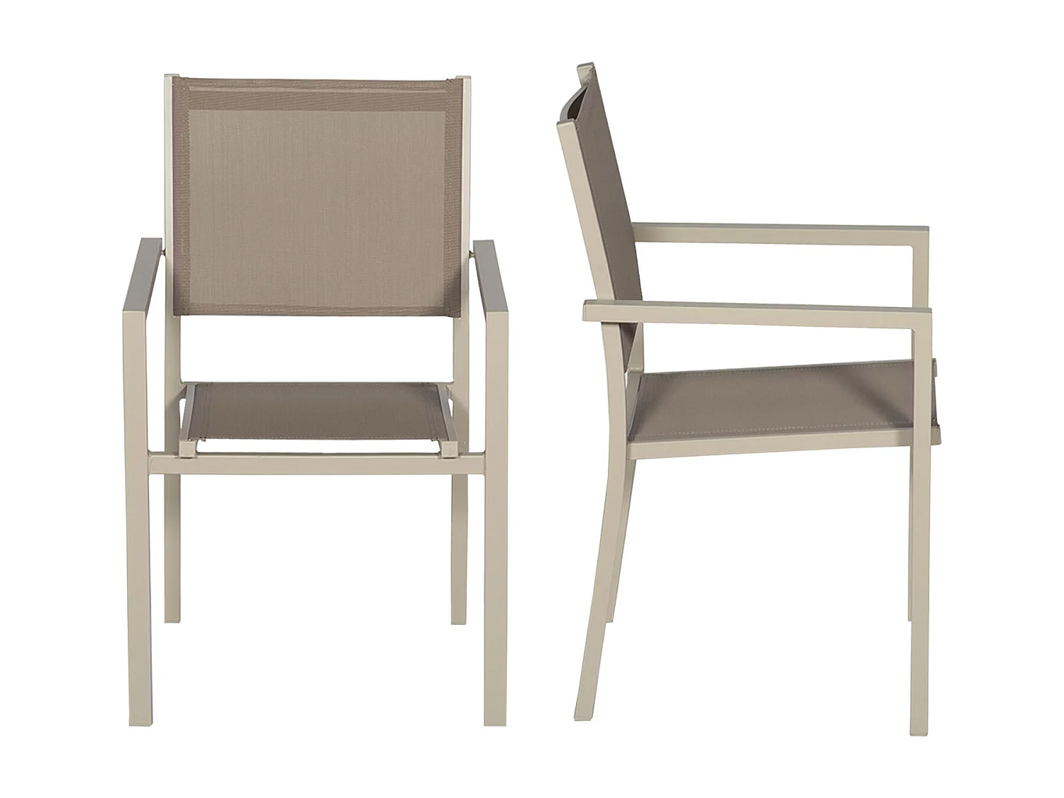 Lot de 4 chaises en aluminium taupe - textilène taupe - HAPPY GARDEN