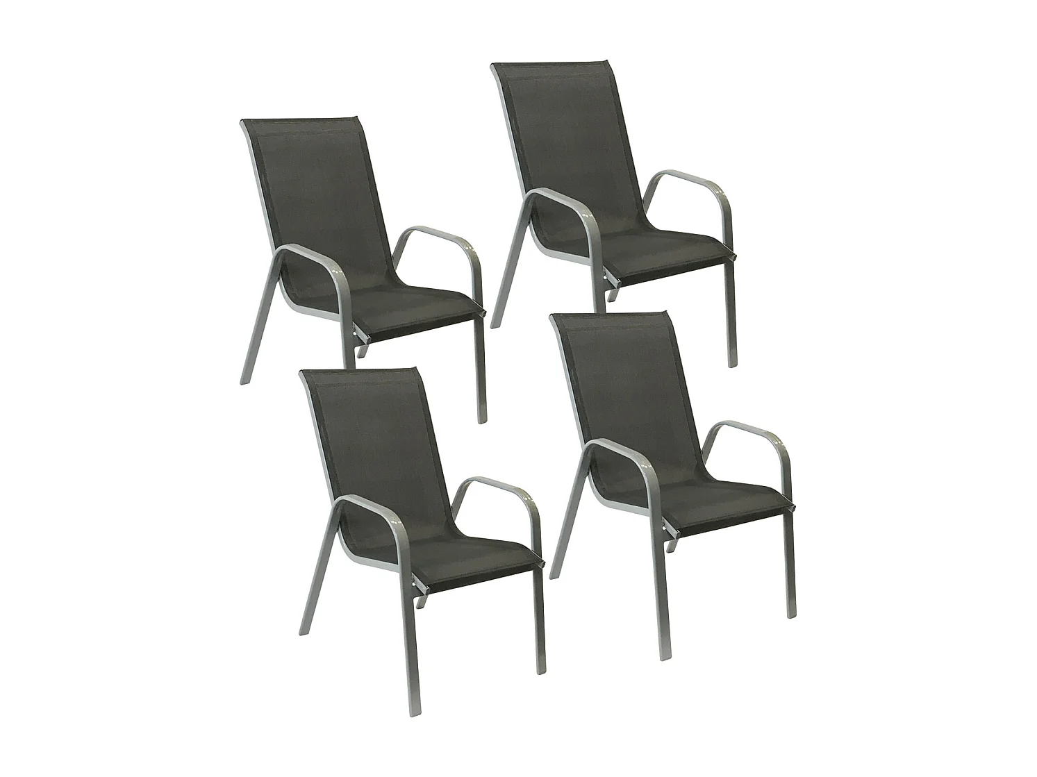 Set van 4 MARBELLA stoelen in grijs textilene - grijs aluminium