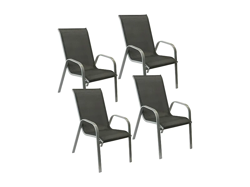 Set van 4 MARBELLA stoelen in grijs textilene - grijs aluminium