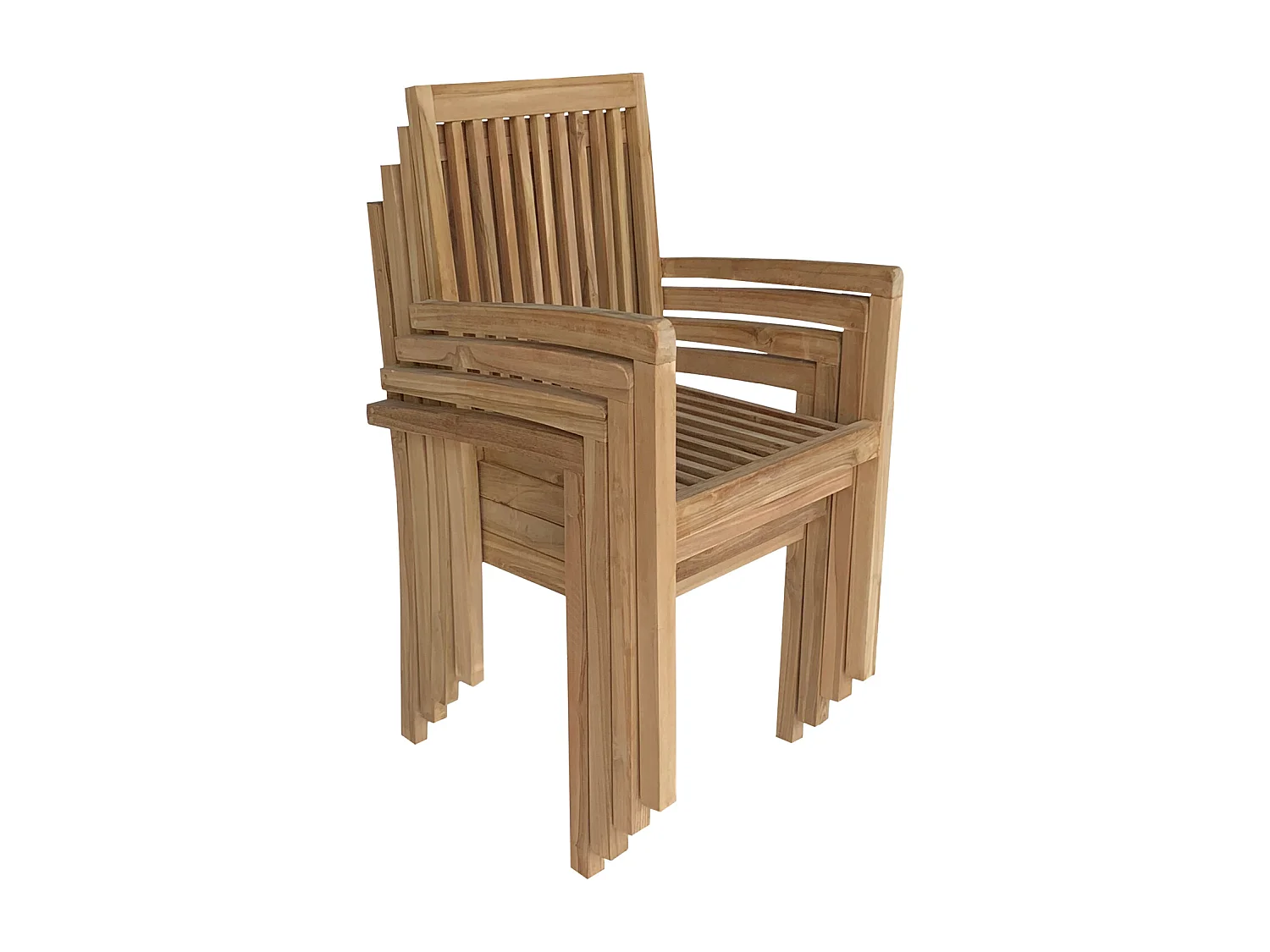 Lot de 4 chaises de jardin JAVA empilables en teck - HAPPY GARDEN