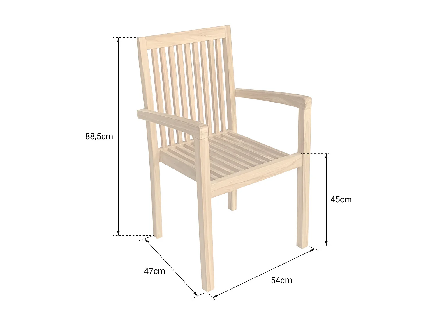 Lot de 4 chaises de jardin JAVA empilables en teck - HAPPY GARDEN