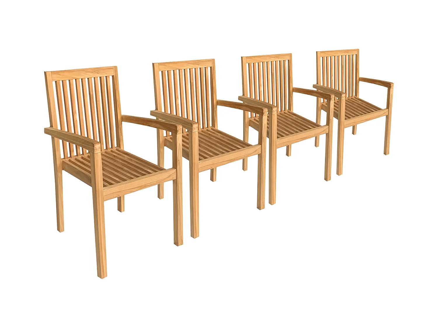 Lot de 4 chaises de jardin JAVA empilables en teck - HAPPY GARDEN