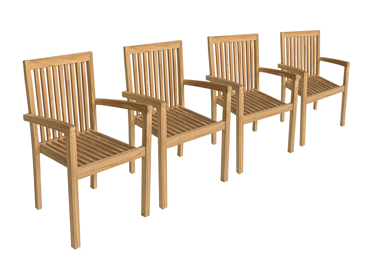 Lot de 4 chaises de jardin JAVA empilables en teck - HAPPY GARDEN