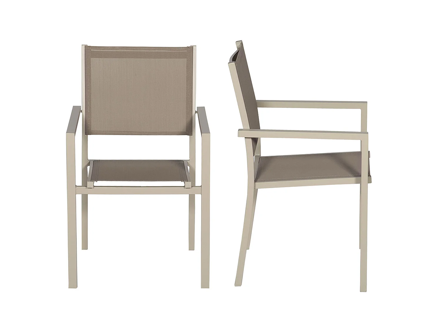 Set van 10 taupe aluminium stoelen - textilene taupe