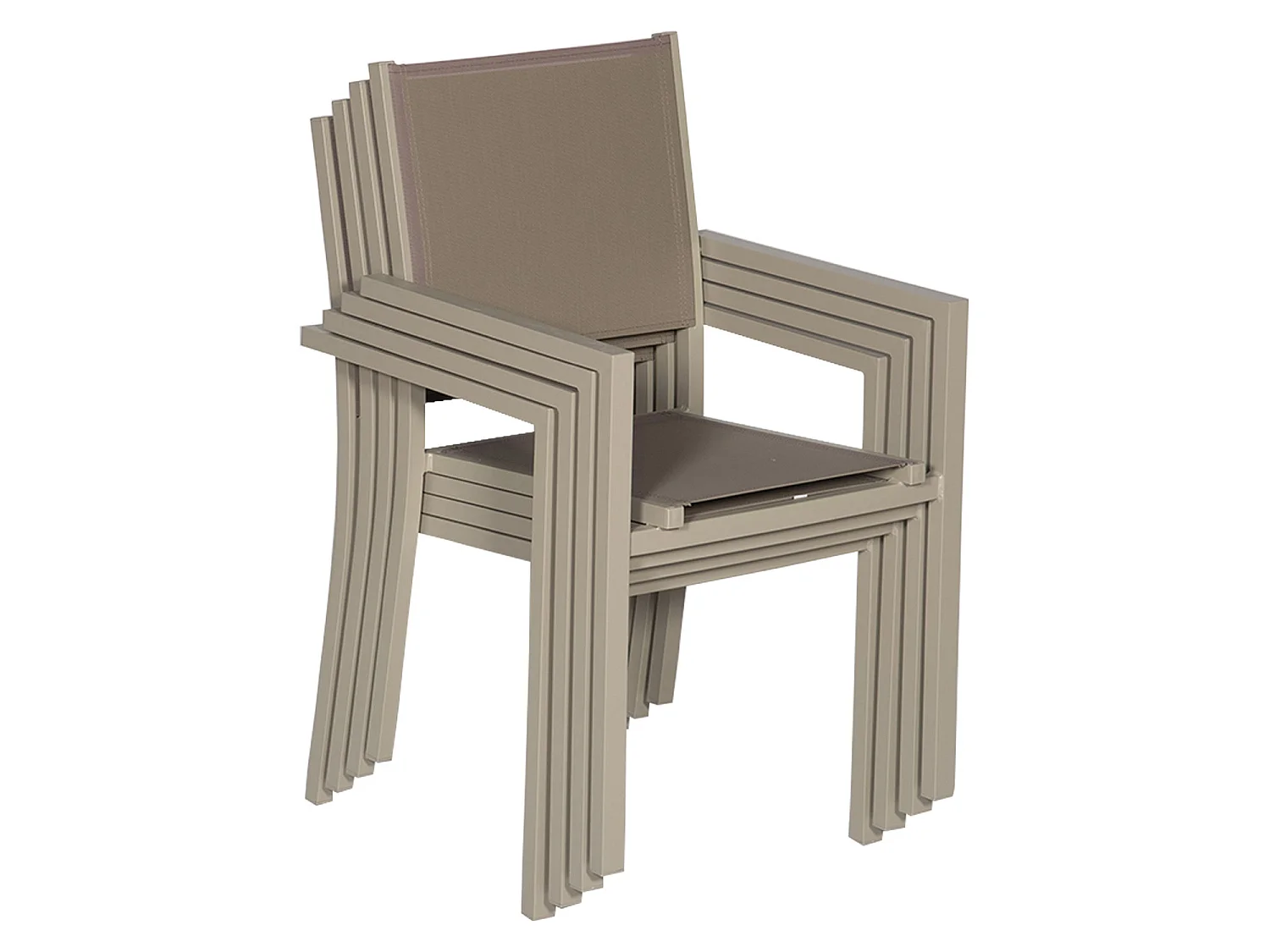 Set van 10 taupe aluminium stoelen - textilene taupe