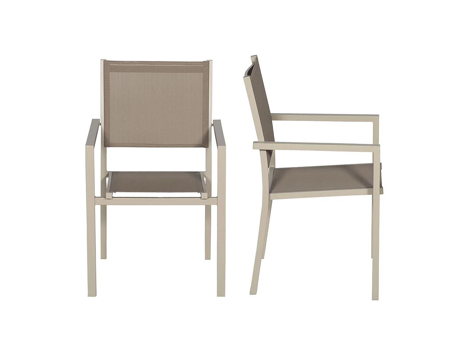 Set van 10 taupe aluminium stoelen - textilene taupe