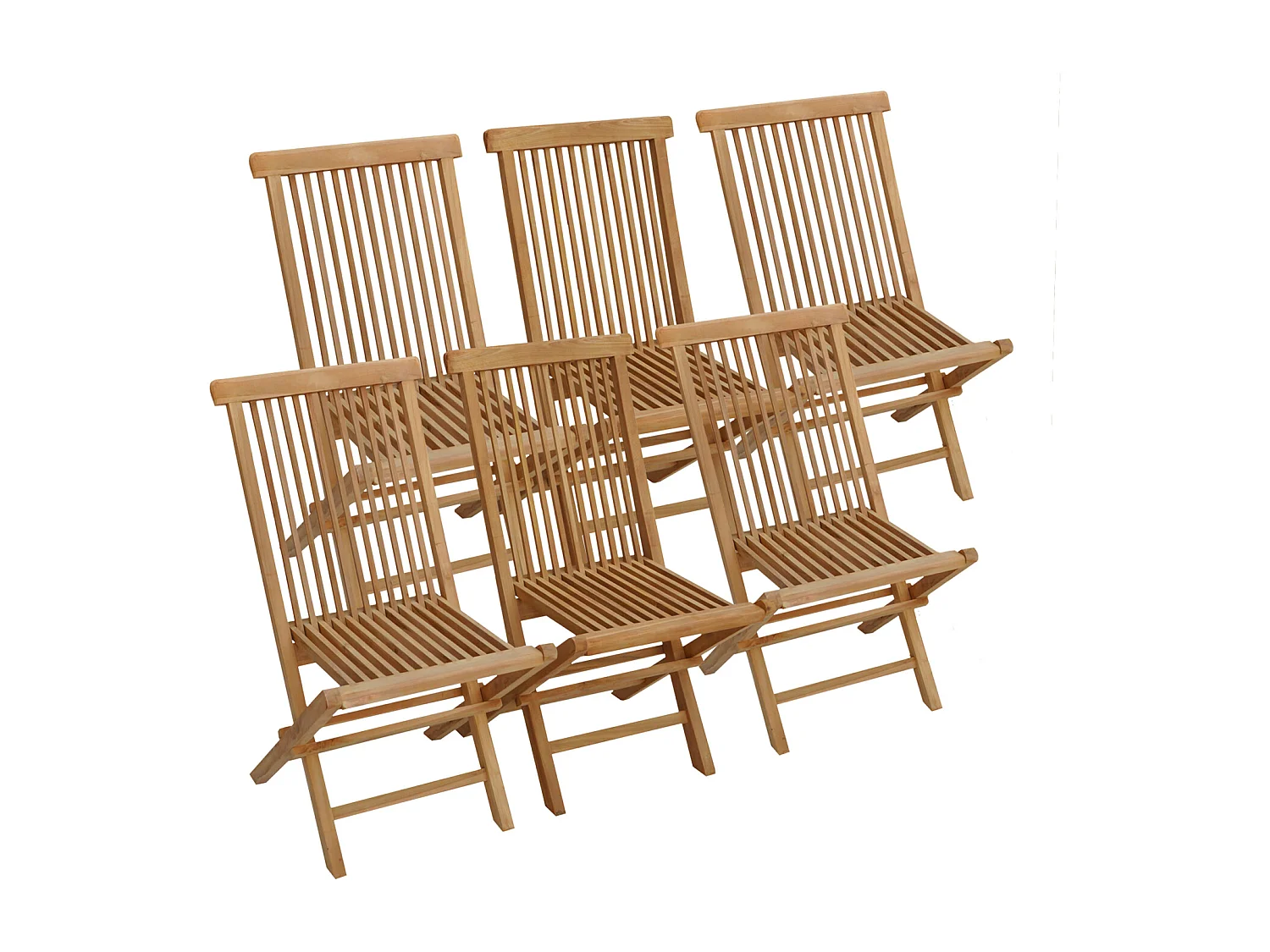 Lot de 6 chaises de jardin en teck LOMBOK - HAPPY GARDEN