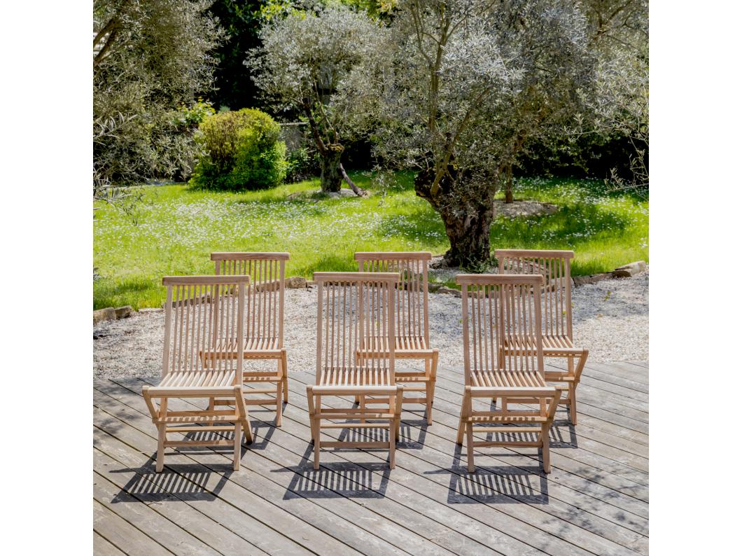 Set van 6 LOMBOK teakhouten tuinstoelen