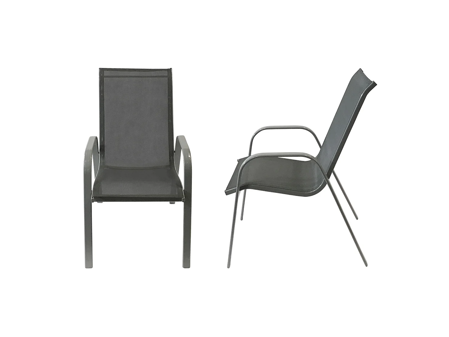 Lot de 6 chaises MARBELLA en textilène gris - aluminium gris - HAPPY GARDEN