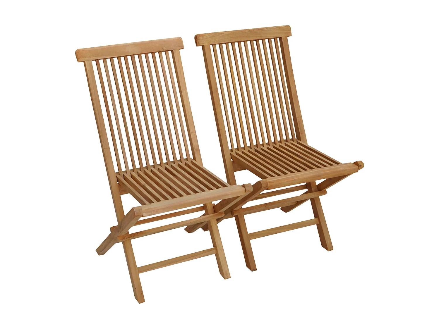 Lot de 2 chaises de jardin en teck LOMBOK - HAPPY GARDEN