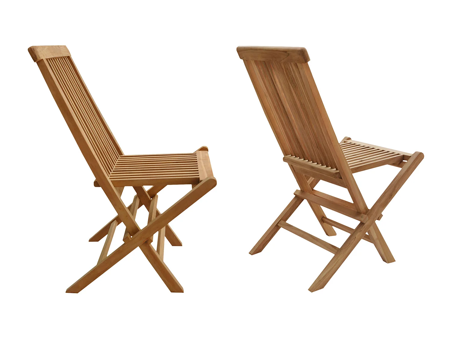 Lot de 2 chaises de jardin en teck LOMBOK - HAPPY GARDEN