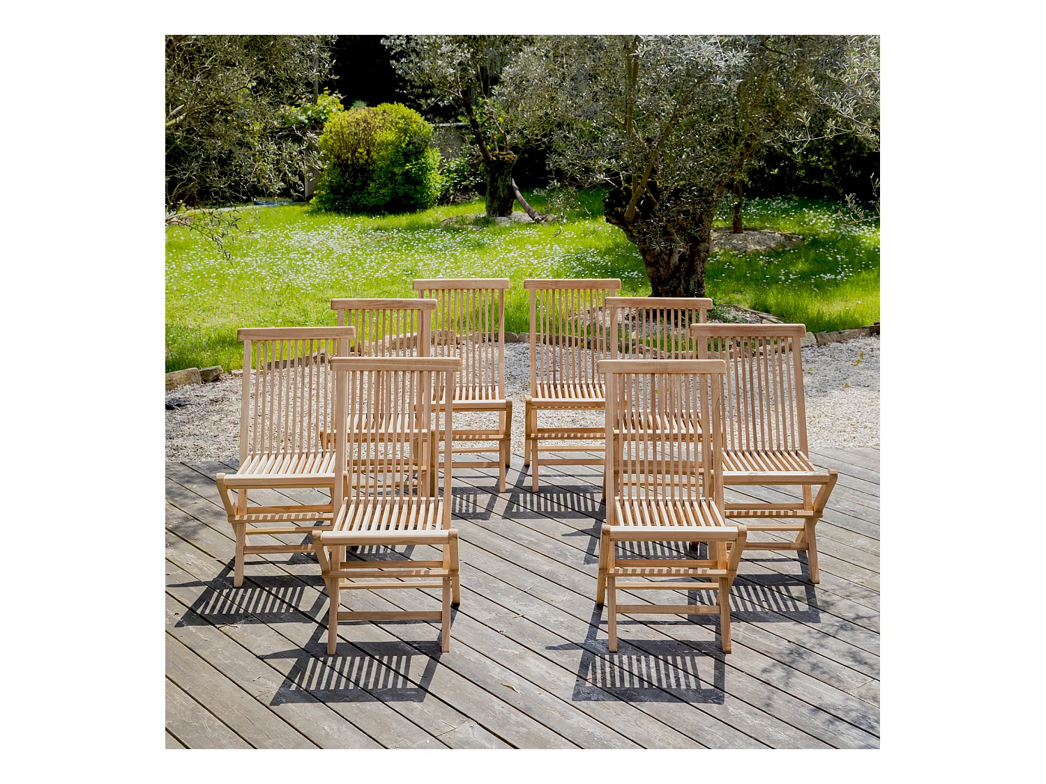 Set van 8 LOMBOK teakhouten tuinstoelen