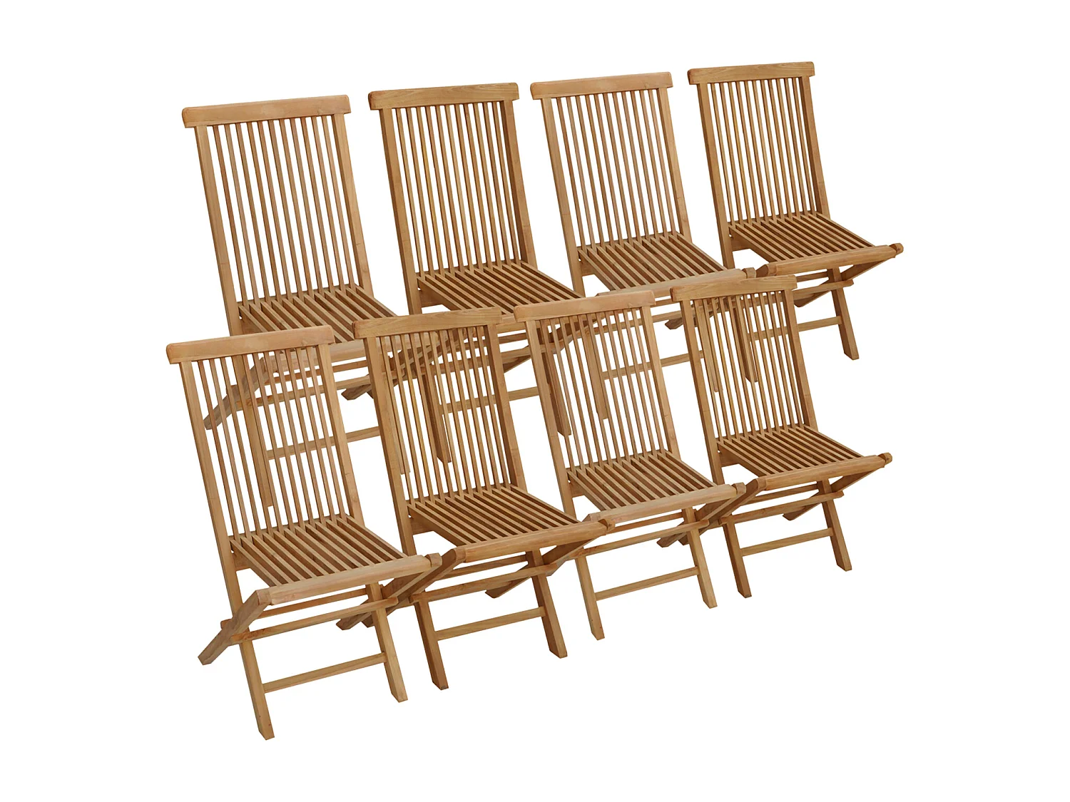 Lot de 8 chaises de jardin en teck LOMBOK - HAPPY GARDEN