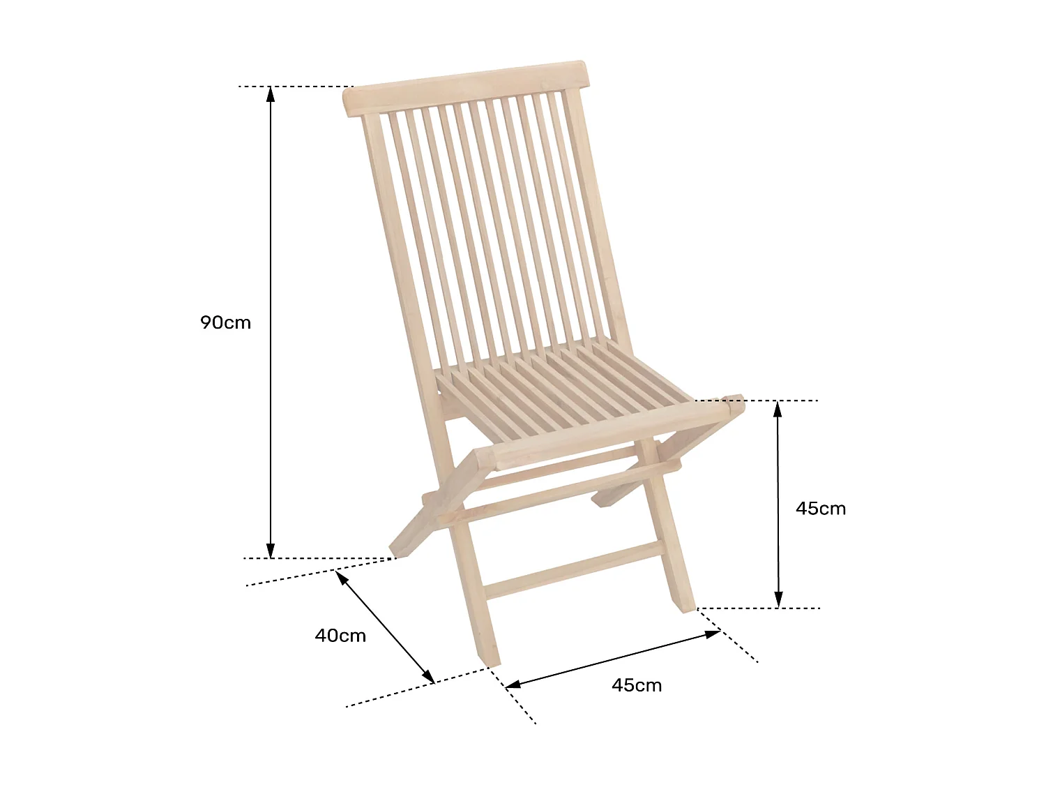 Lot de 8 chaises de jardin en teck LOMBOK - HAPPY GARDEN