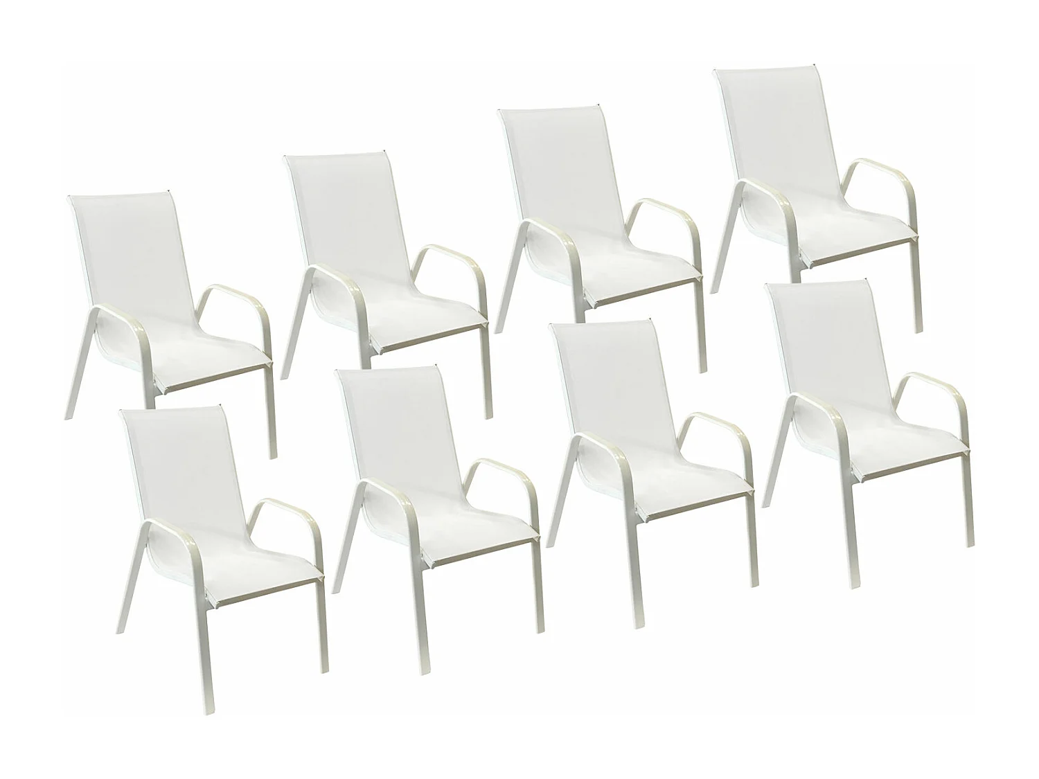 Lote de 8 sillas MARBELLA en textileno blanco aluminio blanco