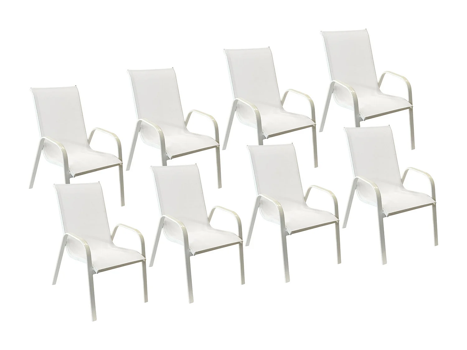 Pack de 8 sillas MARBELLA en textileno blanco aluminio blanco