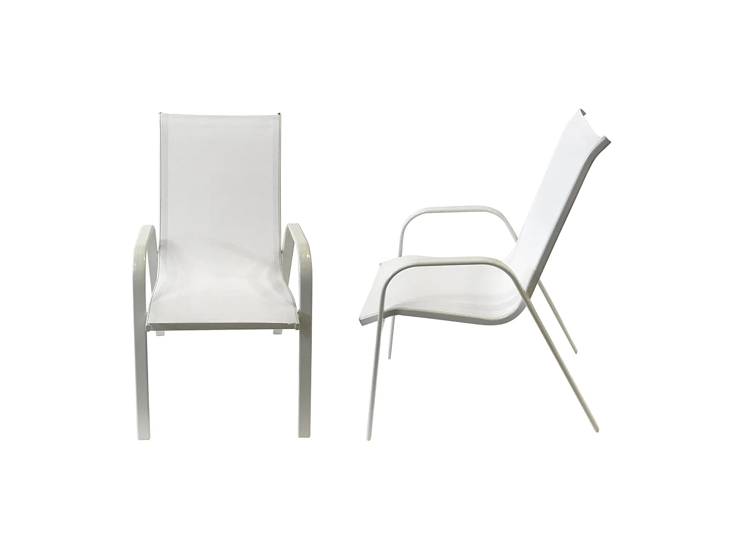 Lot de 8 chaises MARBELLA en textilène blanc - aluminium blanc - HAPPY GARDEN