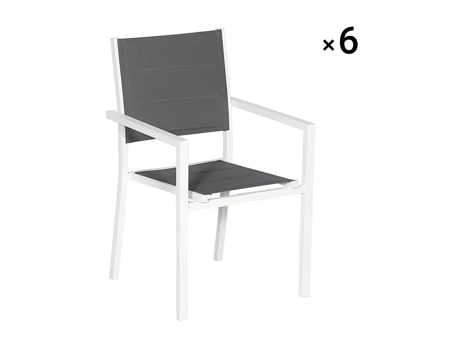 Set van 6 met witte aluminium beklede stoelen - grijs textilene