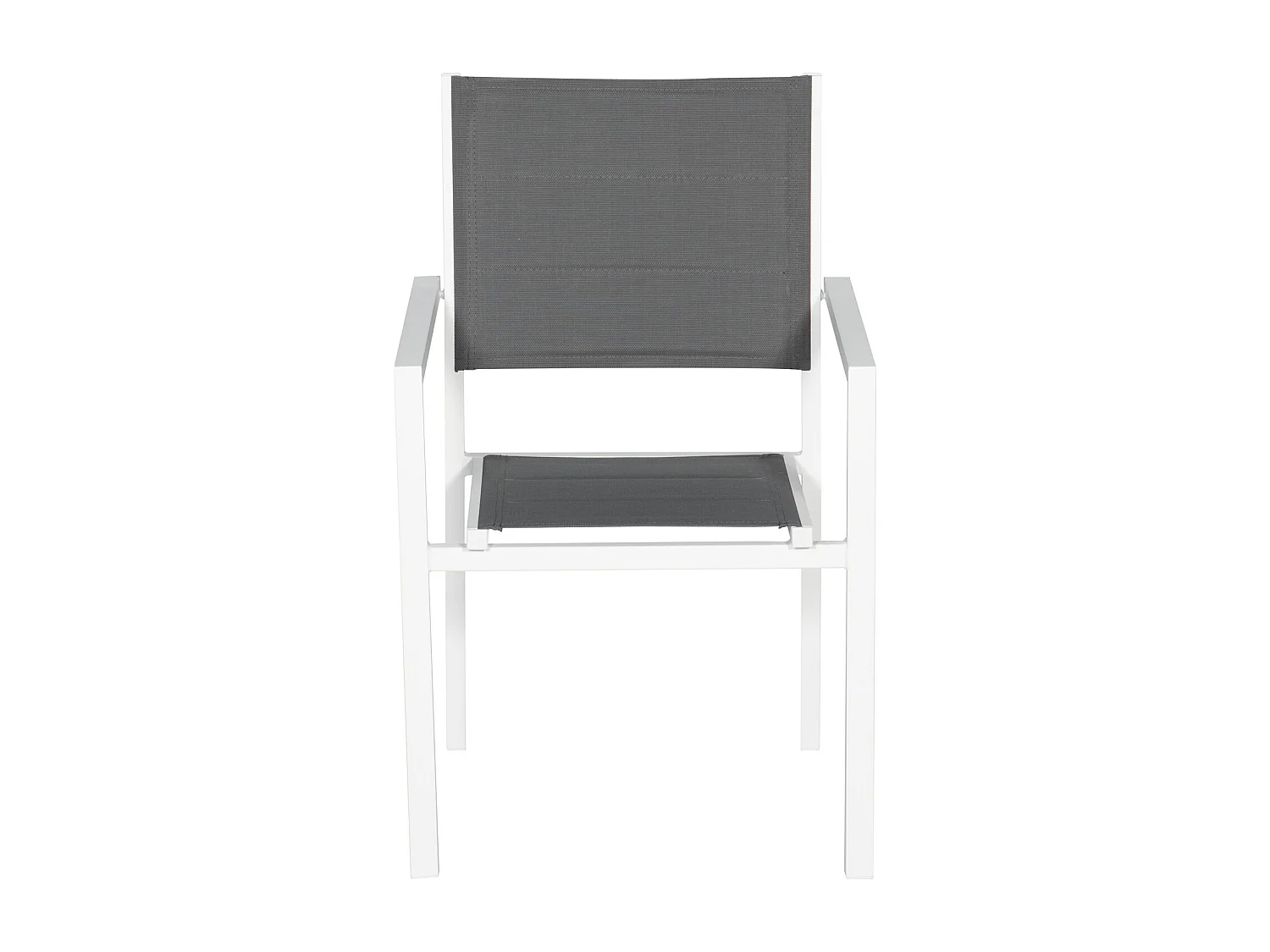 Lot de 6 chaises rembourrées en aluminium blanc - textilène gris - HAPPY GARDEN