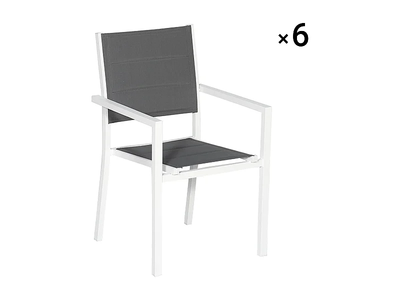 Set van 6 met witte aluminium beklede stoelen - grijs textilene
