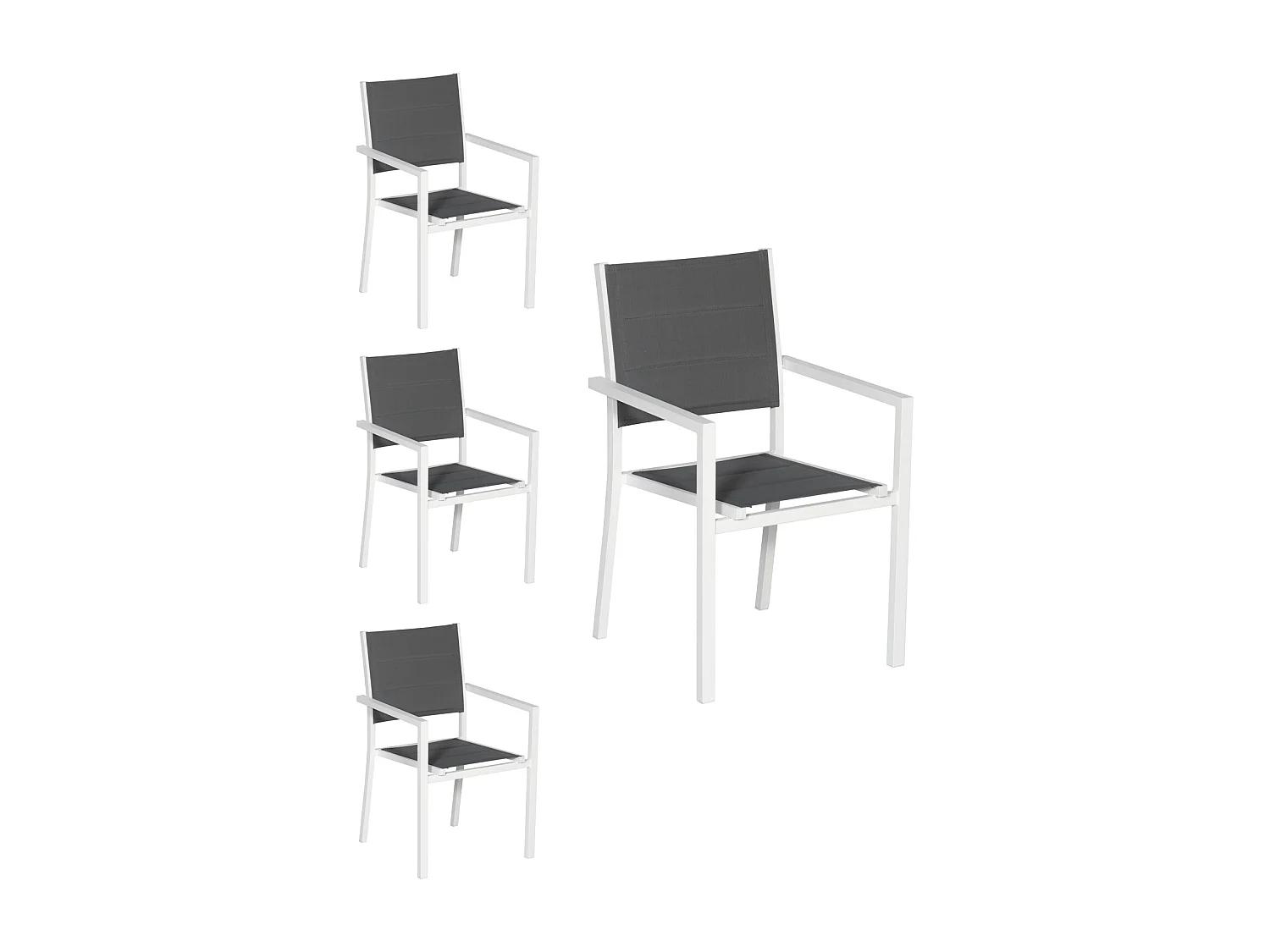 Set van 4 met wit aluminium beklede stoelen - grijs textilene