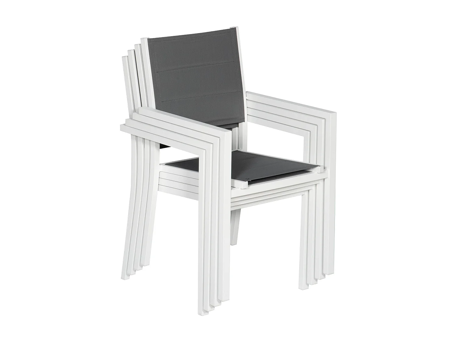 Set van 4 met wit aluminium beklede stoelen - grijs textilene